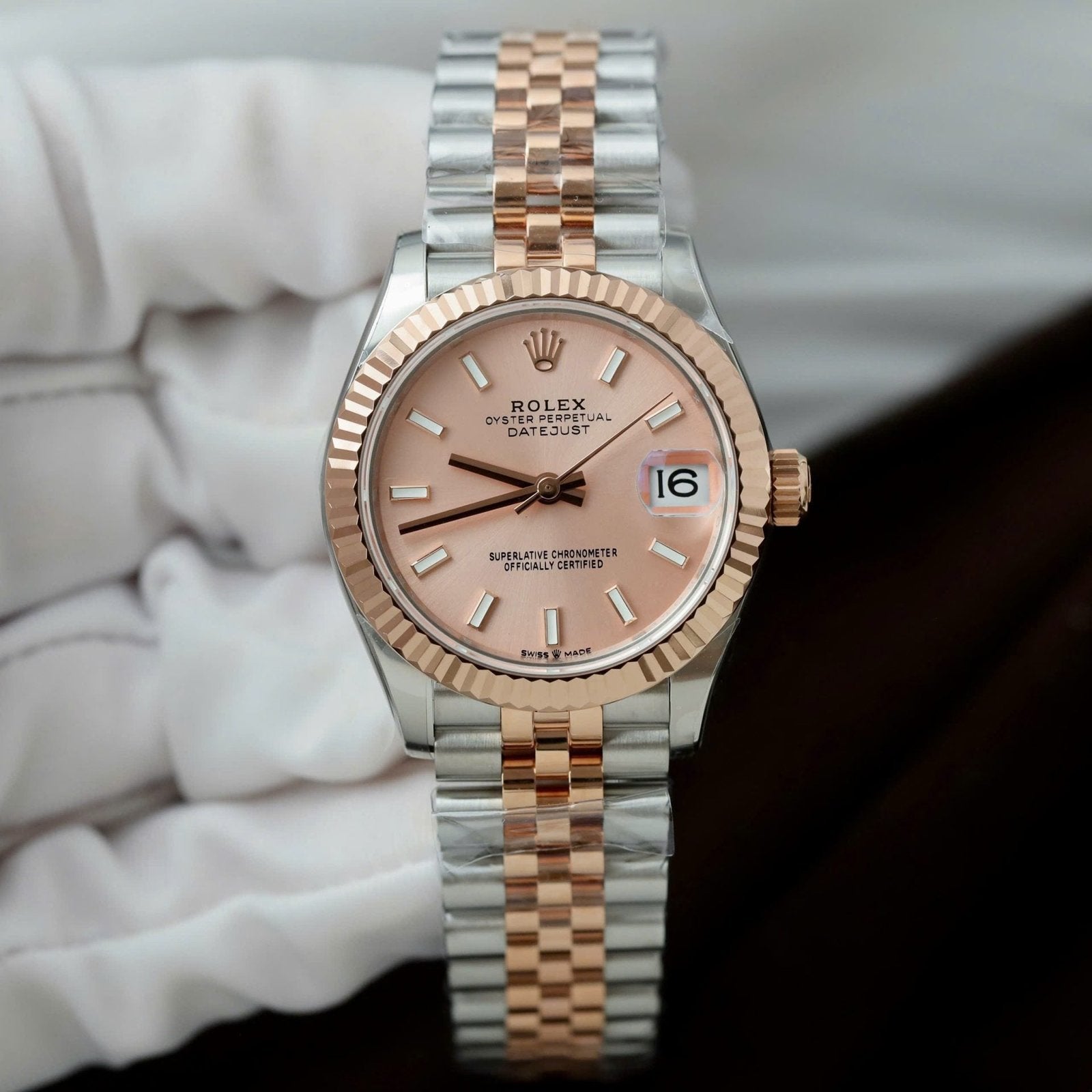 Rolex DateJust Watch Pink Dial Jubilee Strap 31mm