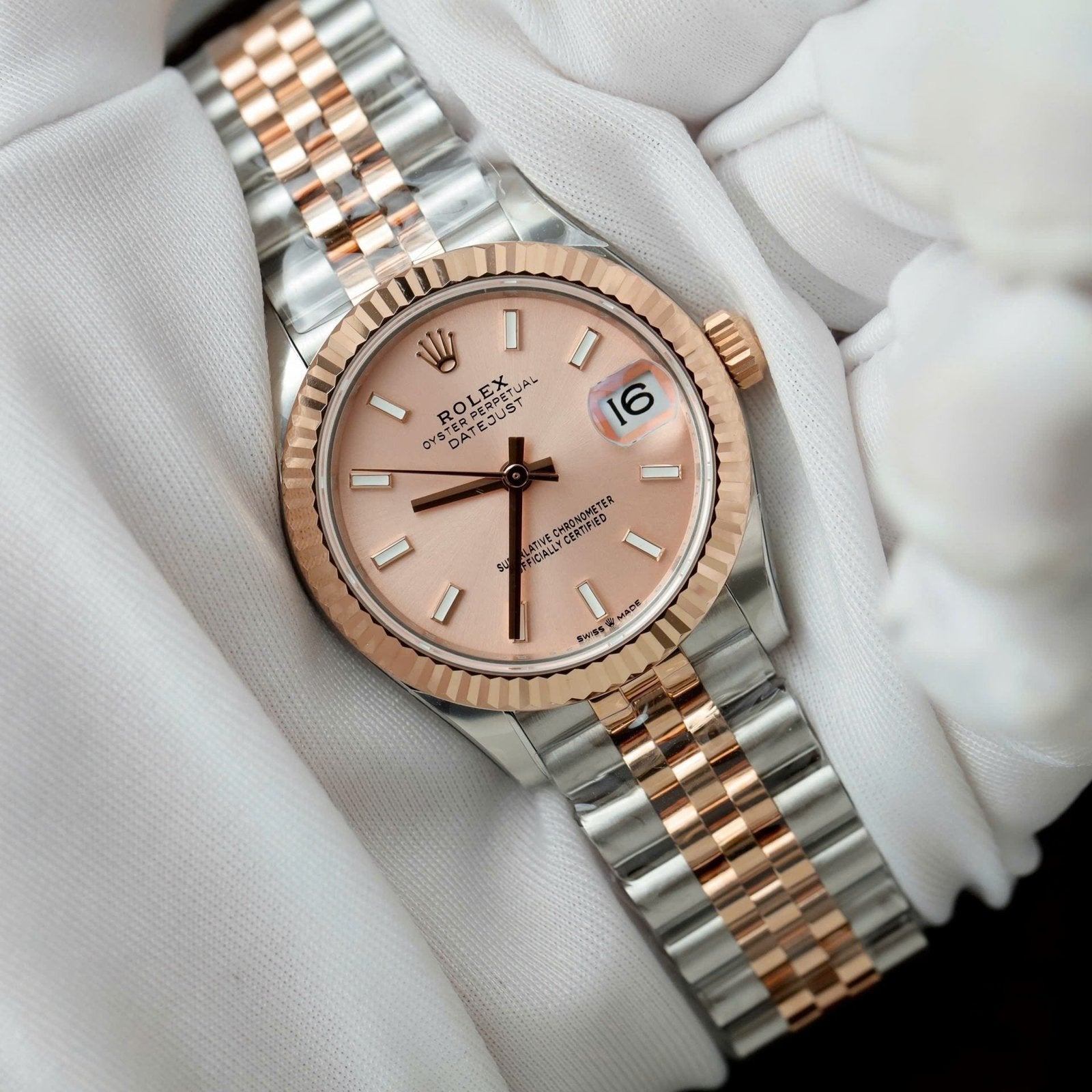 Rolex DateJust Watch Pink Dial Jubilee Strap 31mm
