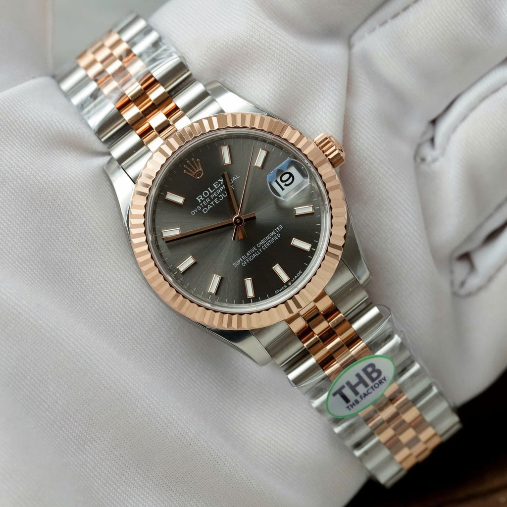 Rolex DateJust Watch Gray Dial Jubilee Strap 31mm