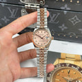 Rolex DateJust Women Demi Rose Gold Watch Pink Dial 31mm