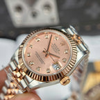 Rolex DateJust Women Demi Rose Gold Watch Pink Dial 31mm