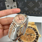 Rolex DateJust Women Demi Rose Gold Watch Pink Dial 31mm