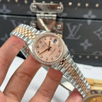 Rolex DateJust Women Demi Rose Gold Watch Pink Dial 31mm