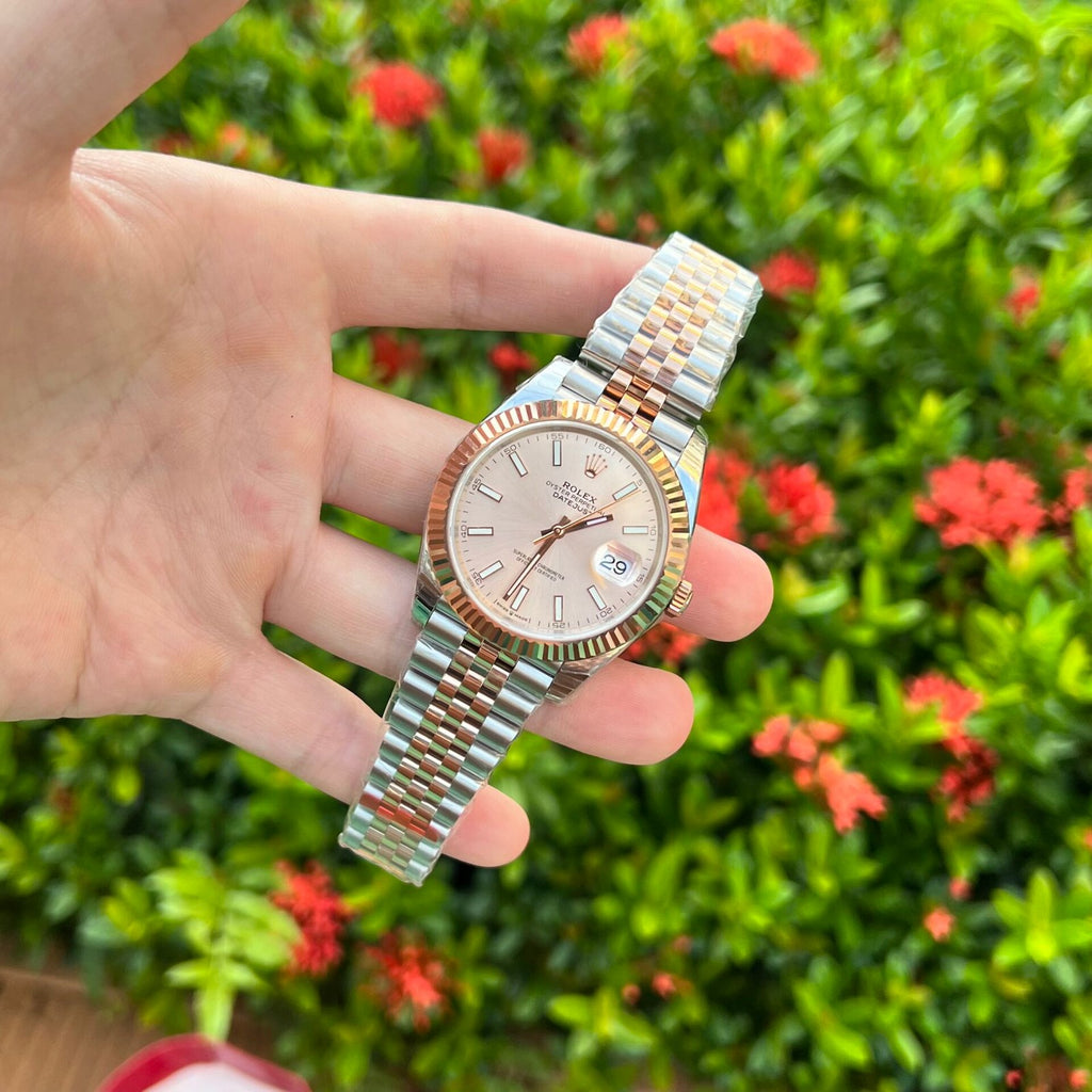 Rolex DateJust Watch Demi Pink Dial 41mm