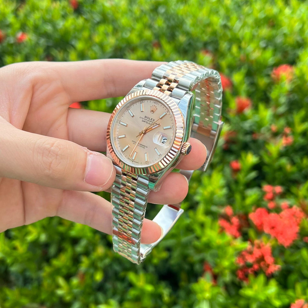 Rolex DateJust Watch Demi Pink Dial 41mm
