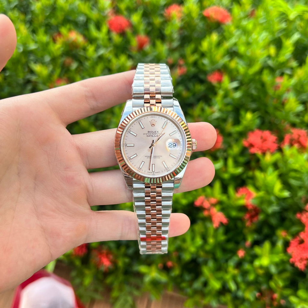 Rolex DateJust Watch Demi Pink Dial 41mm