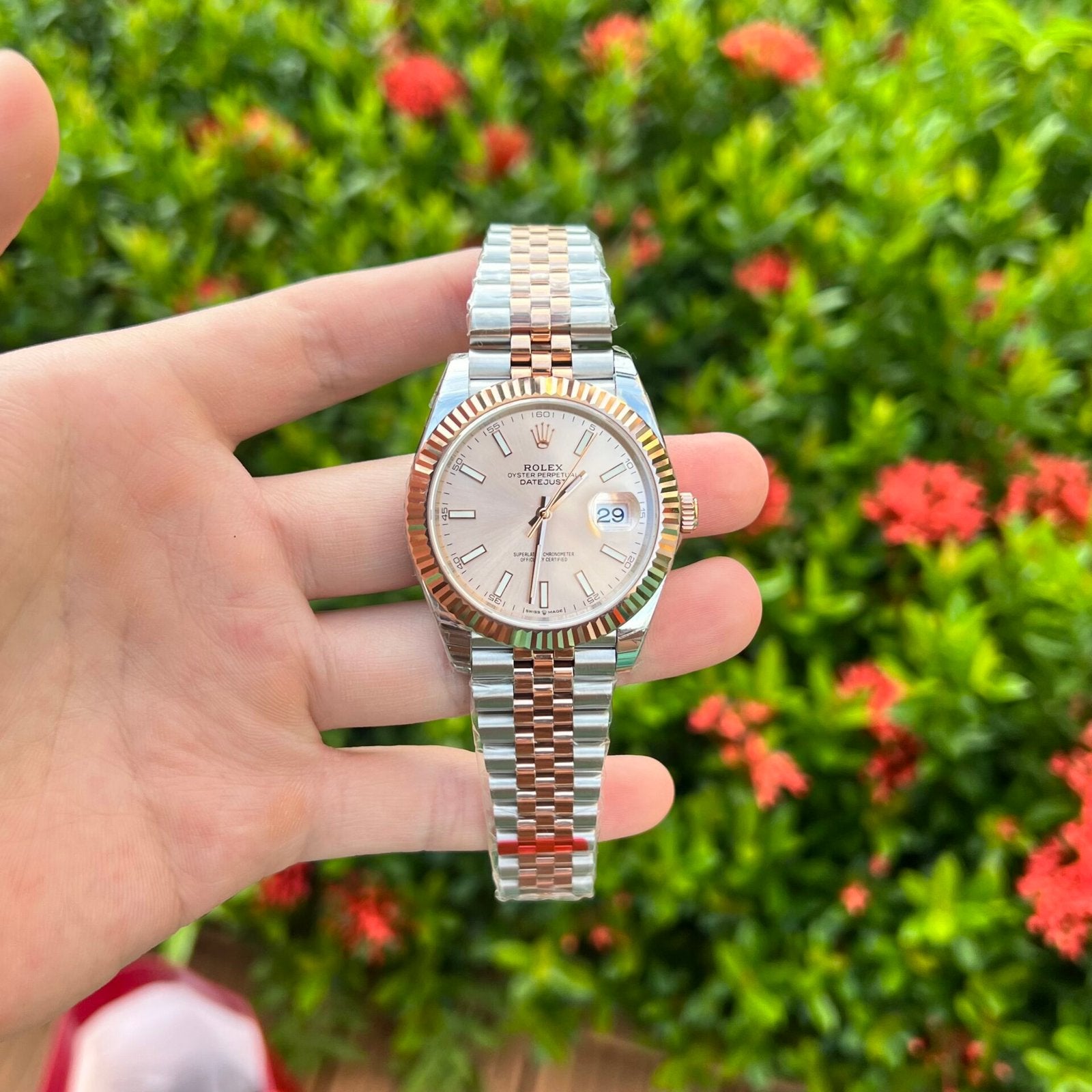 Rolex DateJust Watch Demi Pink Dial 41mm