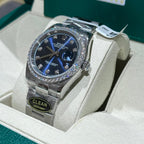Rolex Date Just Watch With Moissanite Diamond Blue Dial 41mm