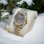 Rolex DateJust Moissanite Diamond Watch Gray Dial 31mm