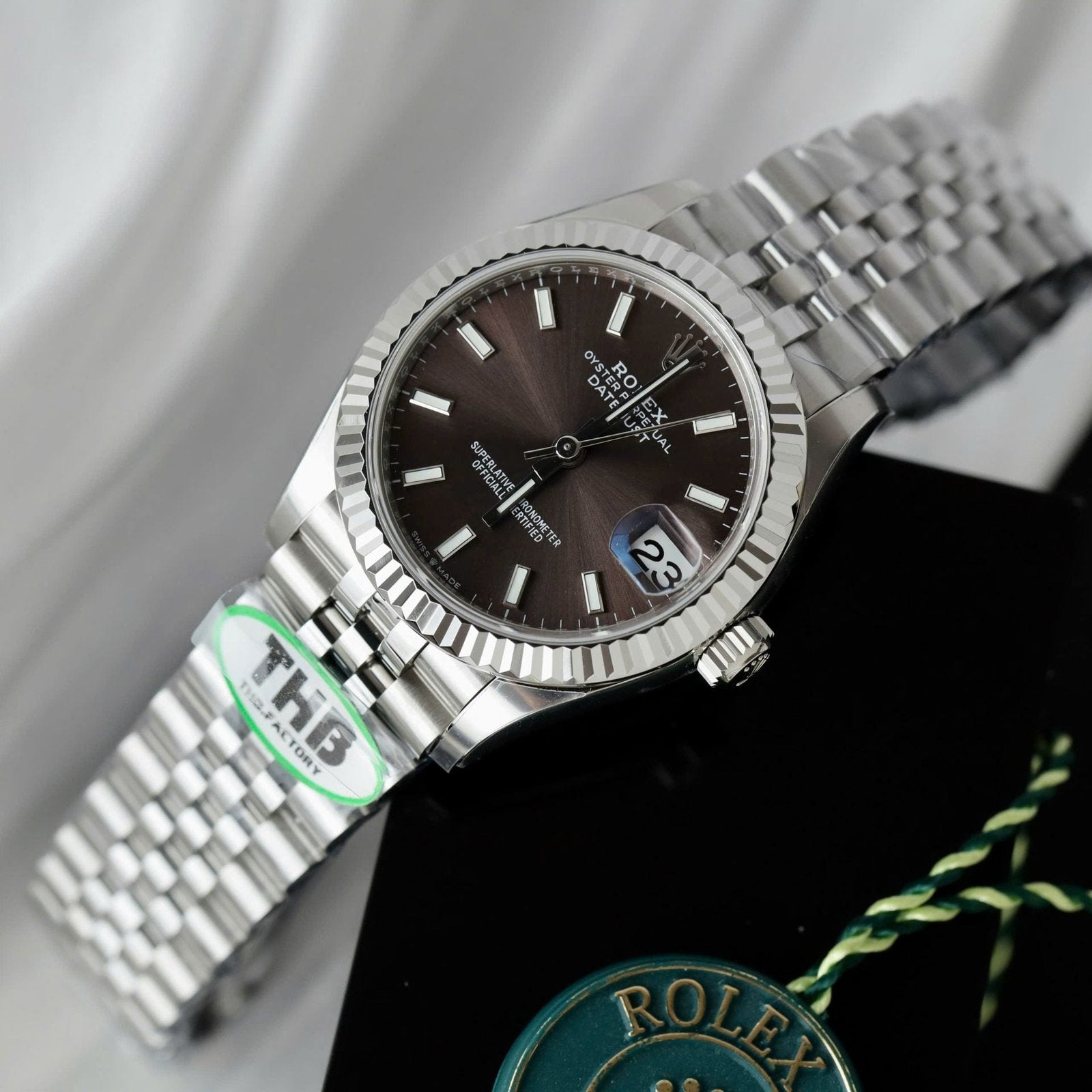 Rolex DateJust Watch Dark Gray Dial Jubilee Strap 31mm