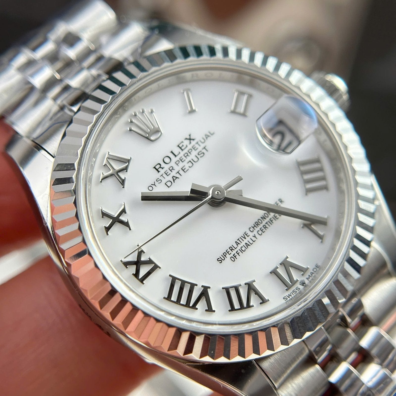 Rolex DateJust Watch Dial White Jubilee Strap 31mm
