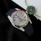 Rolex DateJust Rainbow Watch Rubber Strap 41mm