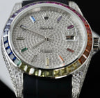 Rolex DateJust Rainbow Watch Rubber Strap 41mm