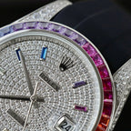 Rolex DateJust Rainbow Watch Rubber Strap 41mm