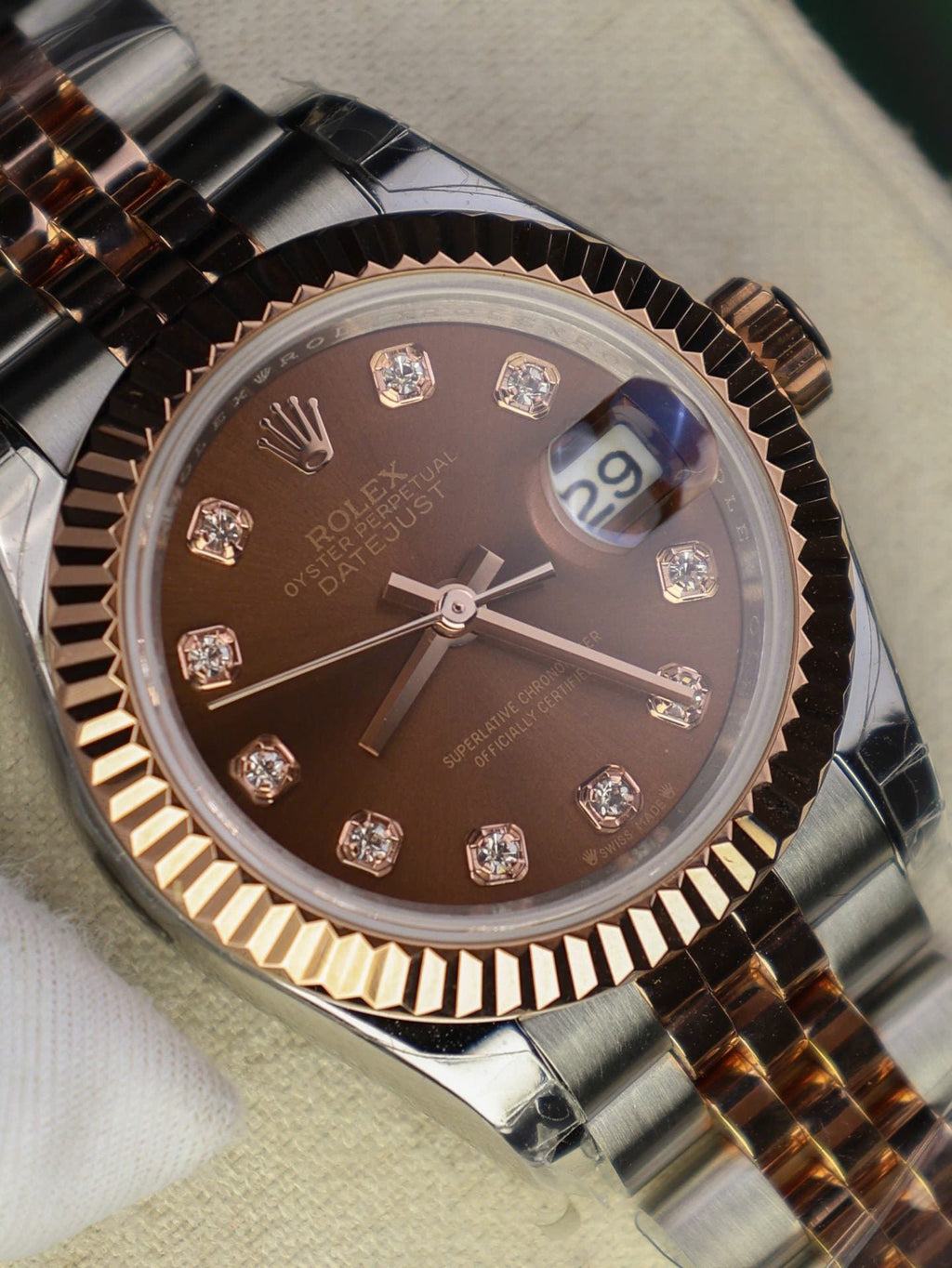 Rolex DateJust Lady Watch Gold Wrapped Chocolate Dial 28mm