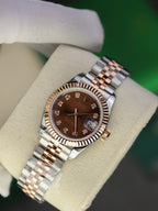 Rolex DateJust Lady Watch Gold Wrapped Chocolate Dial 28mm