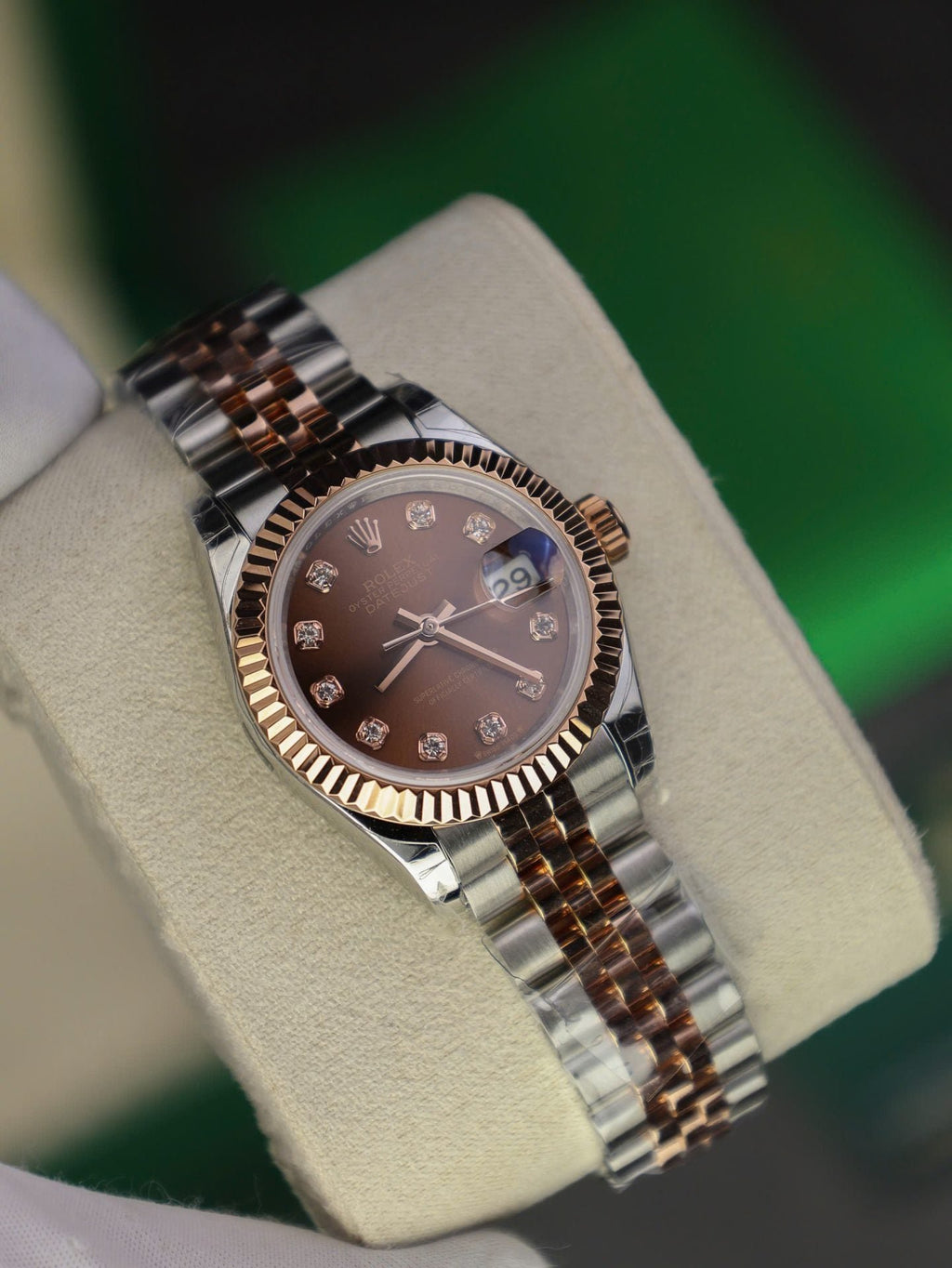 Rolex DateJust Lady Watch Gold Wrapped Chocolate Dial 28mm