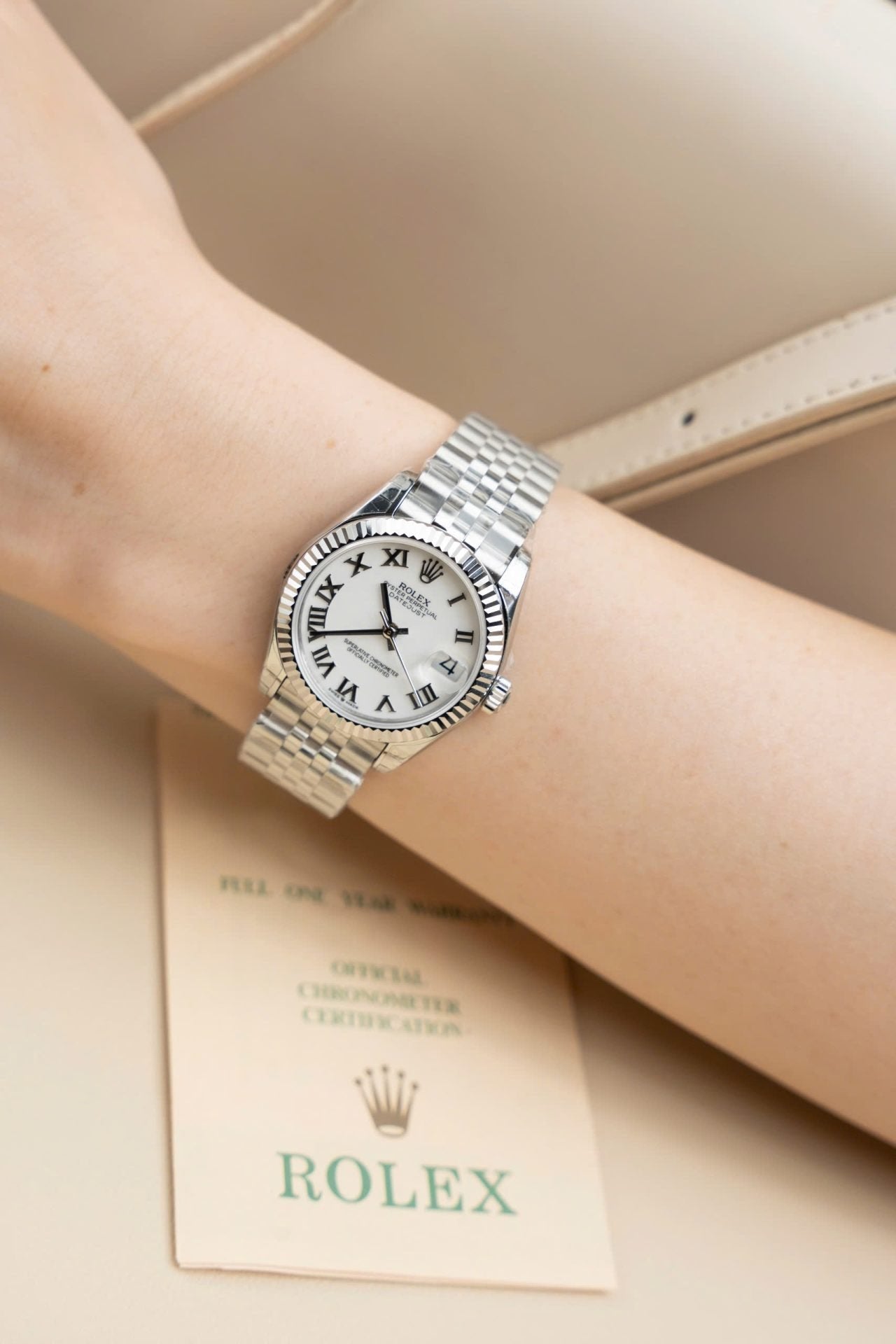 Rolex DateJust Lady Watch White Dial Roman Numerals 31mm