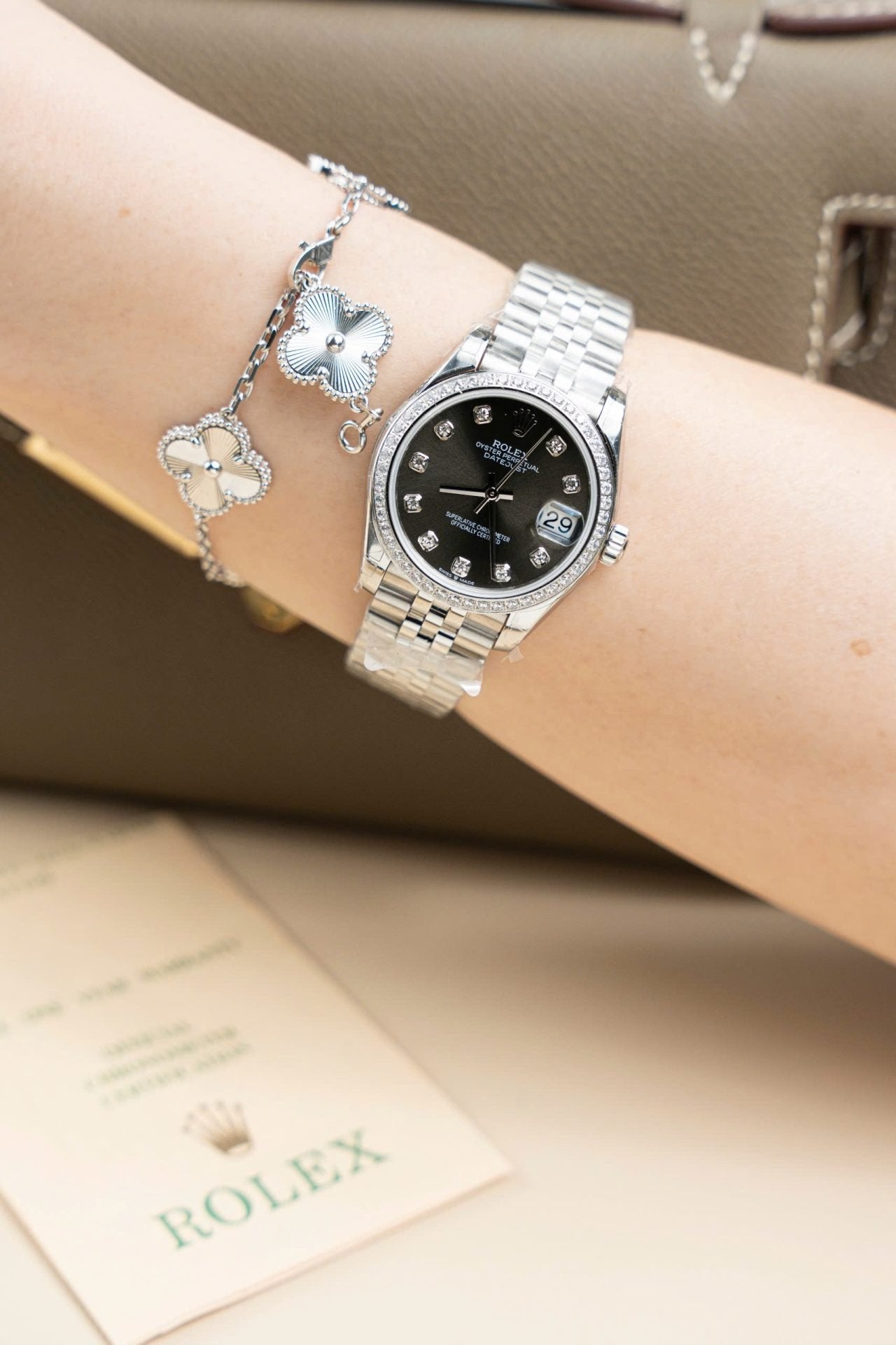 Rolex DateJust Lady Watch Gray Dial Jubilee Strap 31mm
