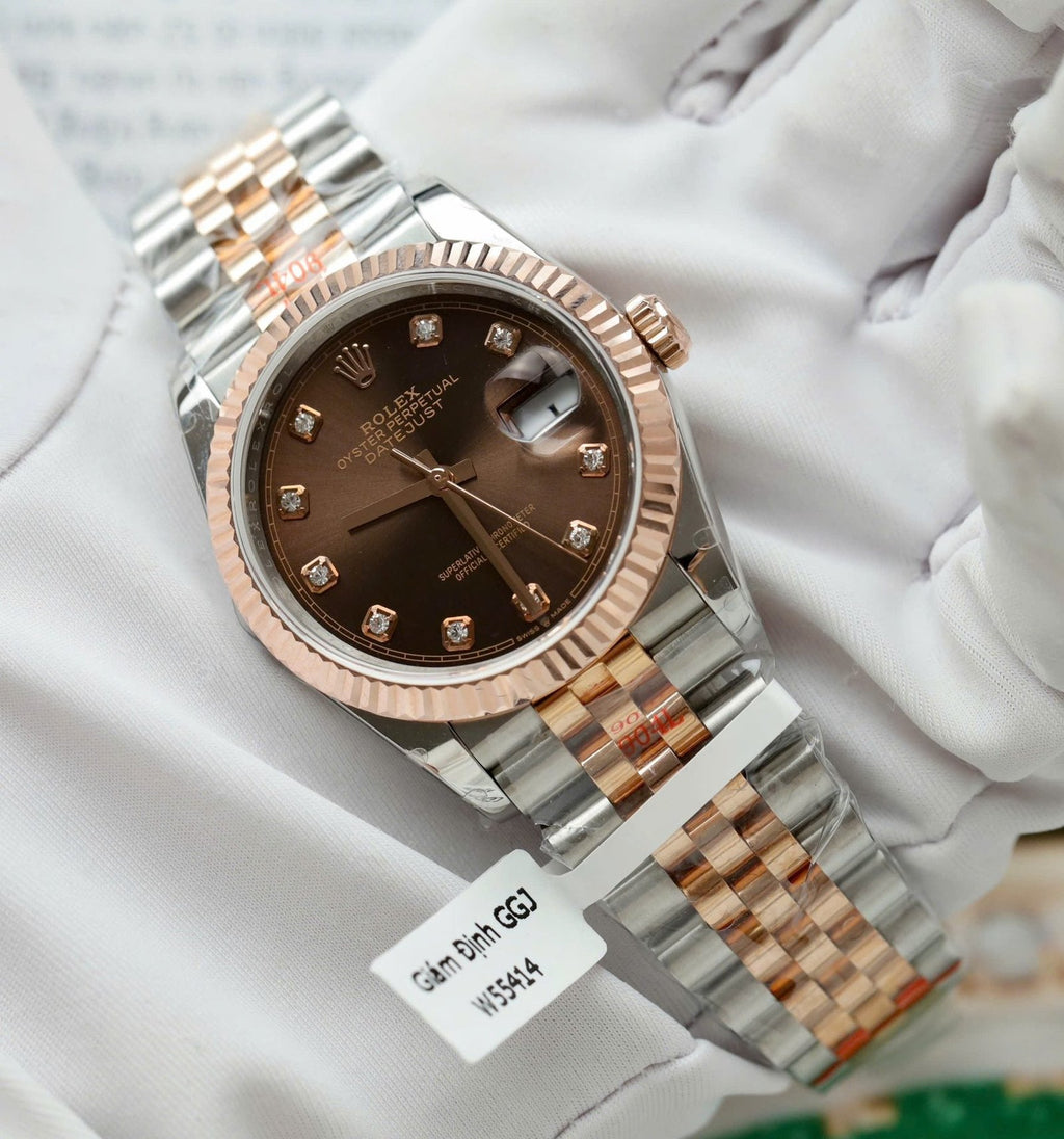 Rolex DateJust Chocolate Dial Watch 18K Gold Wrapped 36mm