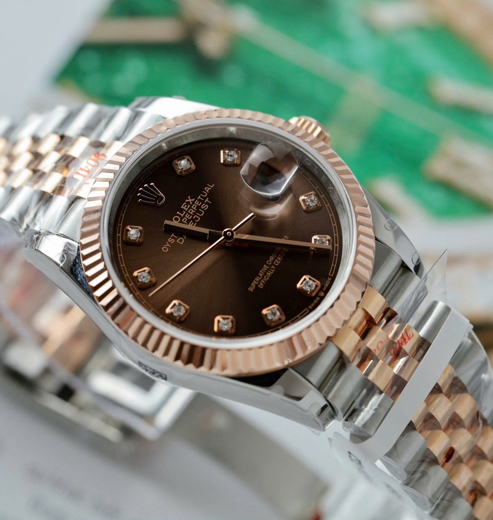 Rolex DateJust Chocolate Dial Watch 18K Gold Wrapped 36mm