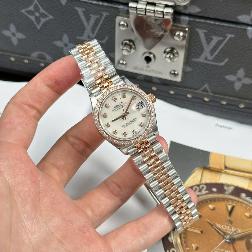 Rolex DateJust Women Rose Gold Watch MOP Dial Jubilee Strap 31mm
