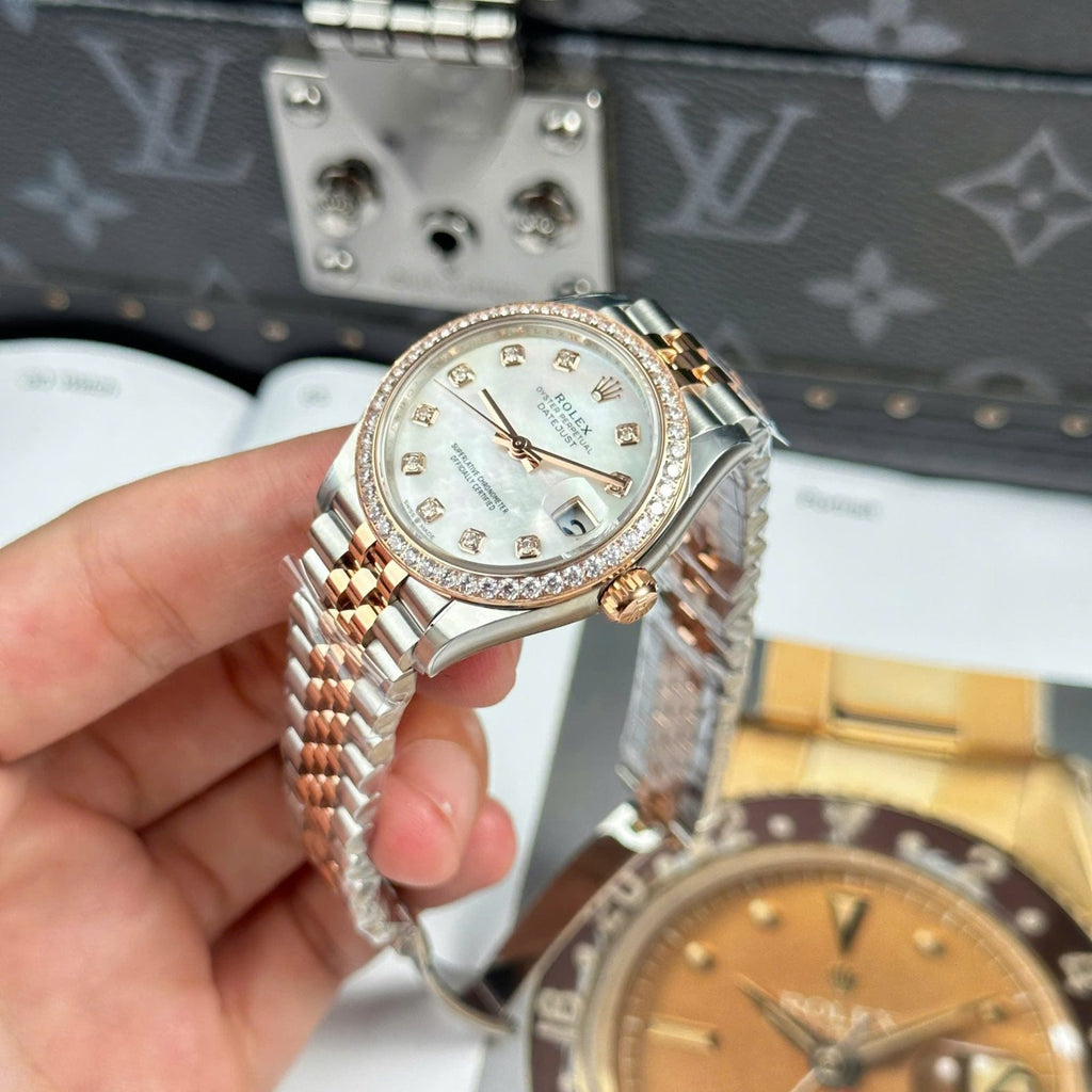 Rolex DateJust Women Rose Gold Watch MOP Dial Jubilee Strap 31mm
