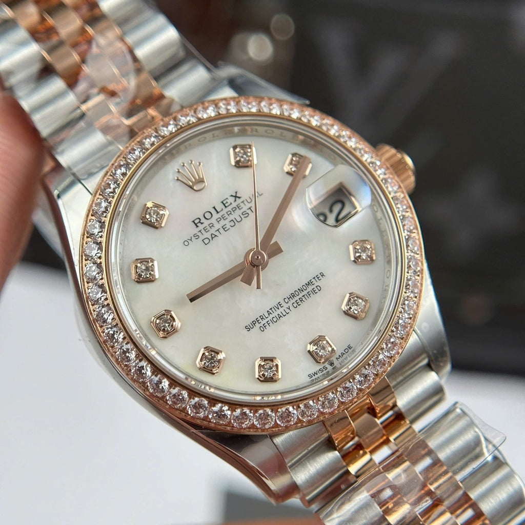 Rolex DateJust Women Rose Gold Watch MOP Dial Jubilee Strap 31mm