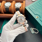 Rolex DateJust Silver Gold Dial Watch Demi 41mm
