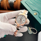 Rolex DateJust Silver Gold Dial Watch Demi 41mm