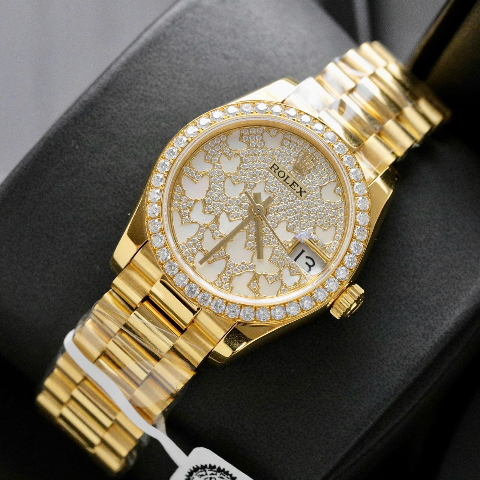 Rolex DateJust Butterfly Dial Gold Wrapped 18K + Diamonds Moissanite 31mm