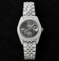 Rolex DateJust Watch Dial Wimbledon Full Moissanite Diamonds 41mm
