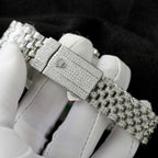 Rolex DateJust Watch Dial Wimbledon Full Moissanite Diamonds 41mm