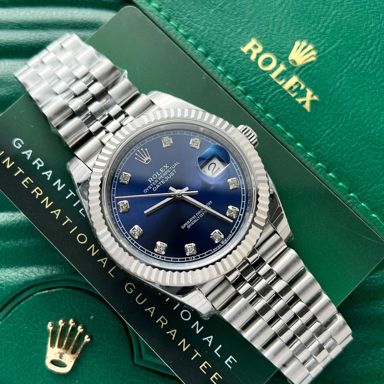 Rolex Date Just Watch Blue Dial Jubilee Strap 36-41mm