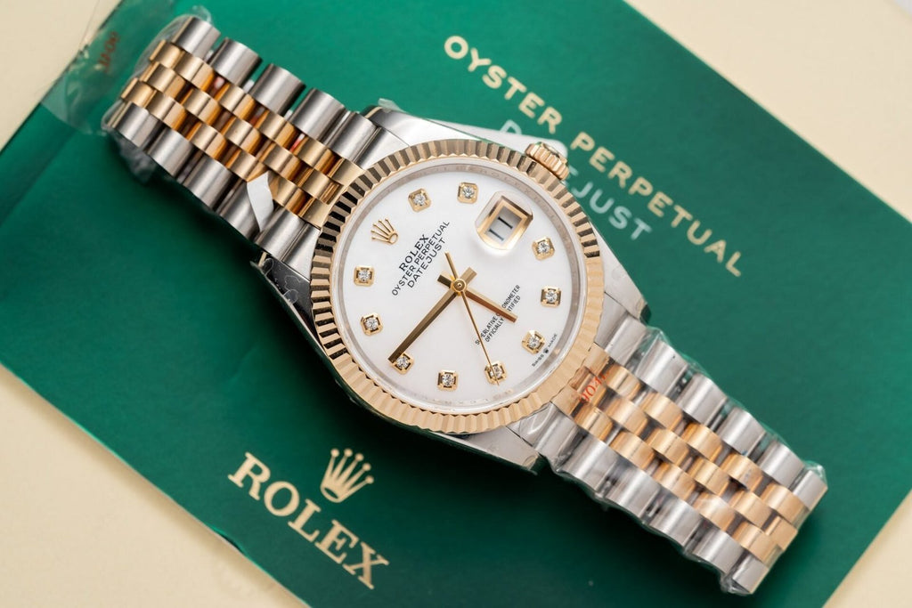 Rolex Watch Date Just Mother Of Pearl Dial Gold Wrapped 36mm