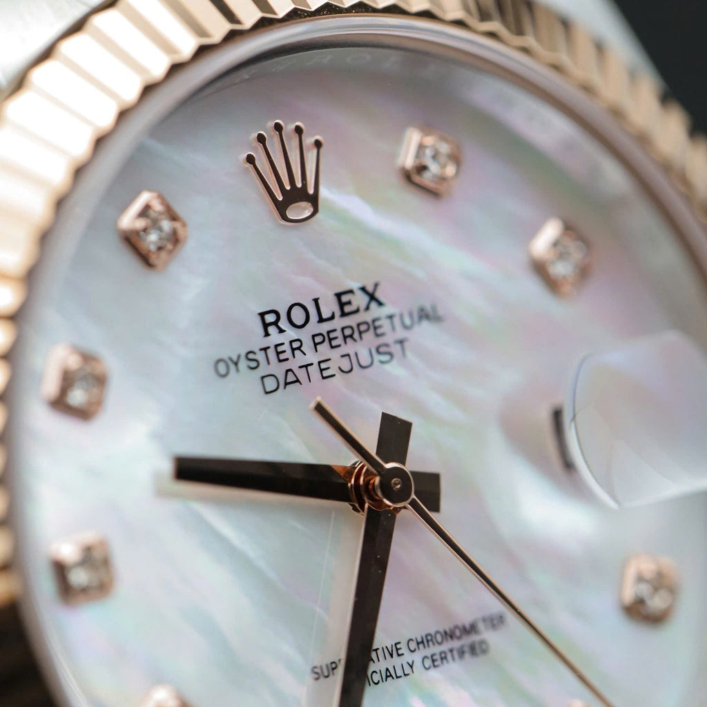 Rolex DateJust MOP Dial Watch Demi Rose Gold Oyster Strap 41mm