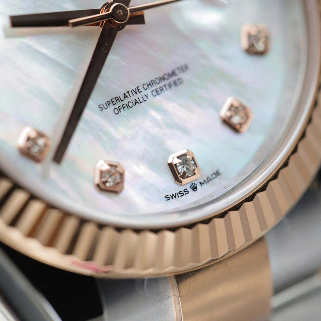 Rolex DateJust MOP Dial Watch Demi Rose Gold Oyster Strap 41mm