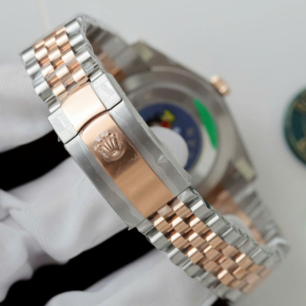 Rolex DateJust  Men Chocolate Dial Watch Bezel Diamonds Moissanite 41mm