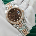 Rolex DateJust  Men Chocolate Dial Watch Bezel Diamonds Moissanite 41mm