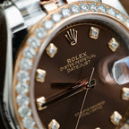 Rolex DateJust  Men Chocolate Dial Watch Bezel Diamonds Moissanite 41mm