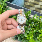 Rolex DateJust 18K Gold Wrapped Watch Mother-of-Pearl Dial 31mm