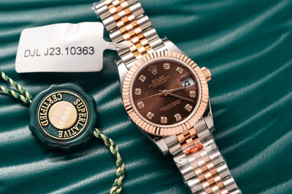 Rolex Watch Date Just Gold Wrapped Chocolate Dial 31mm