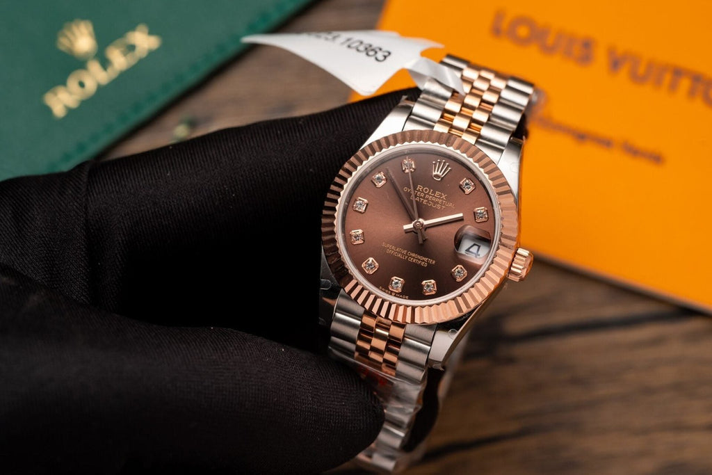 Rolex Watch Date Just Gold Wrapped Chocolate Dial 31mm