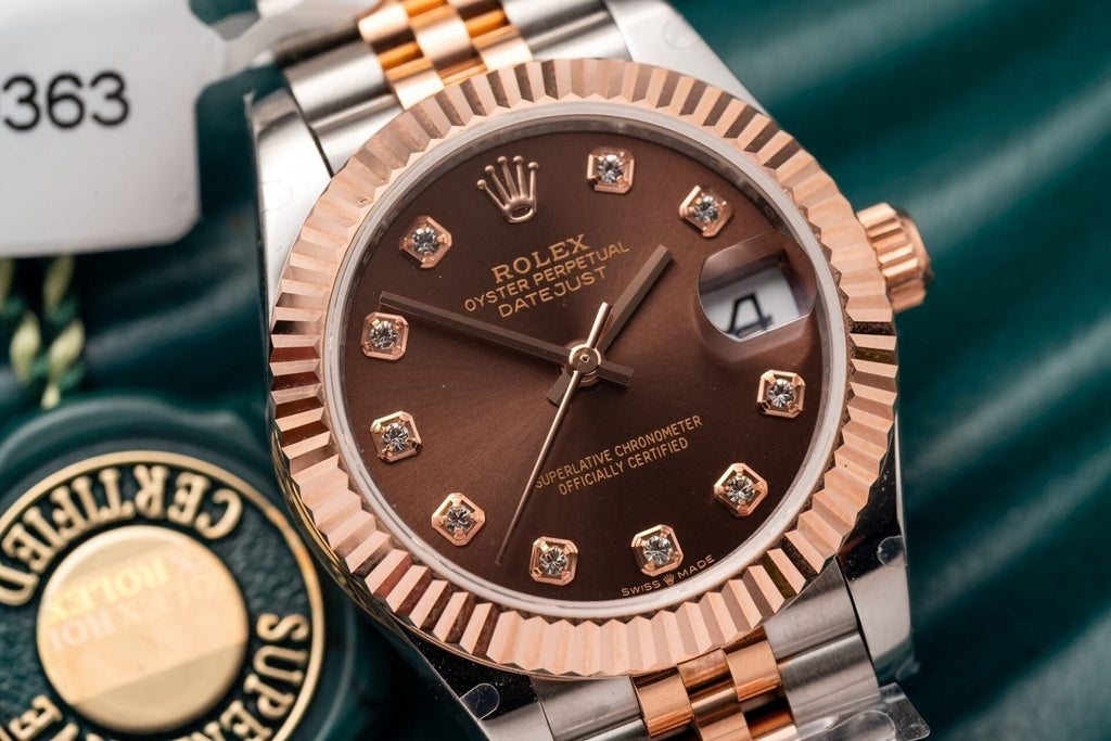 Rolex Watch Date Just Gold Wrapped Chocolate Dial 31mm
