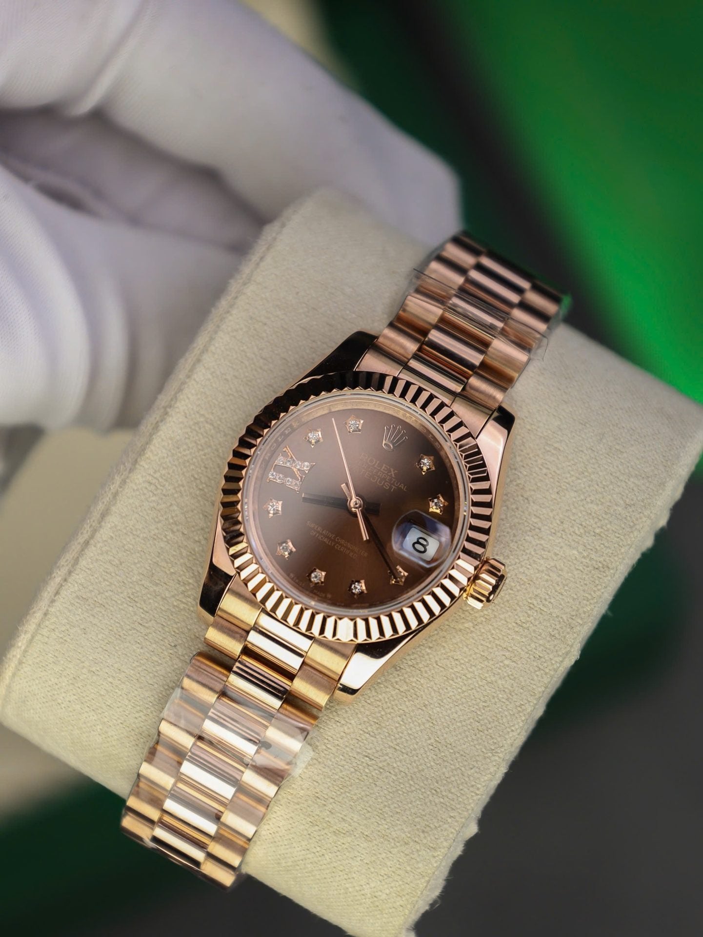 Rolex DateJust Women Watch Gold Wrapped Chocolate Dial 28mm