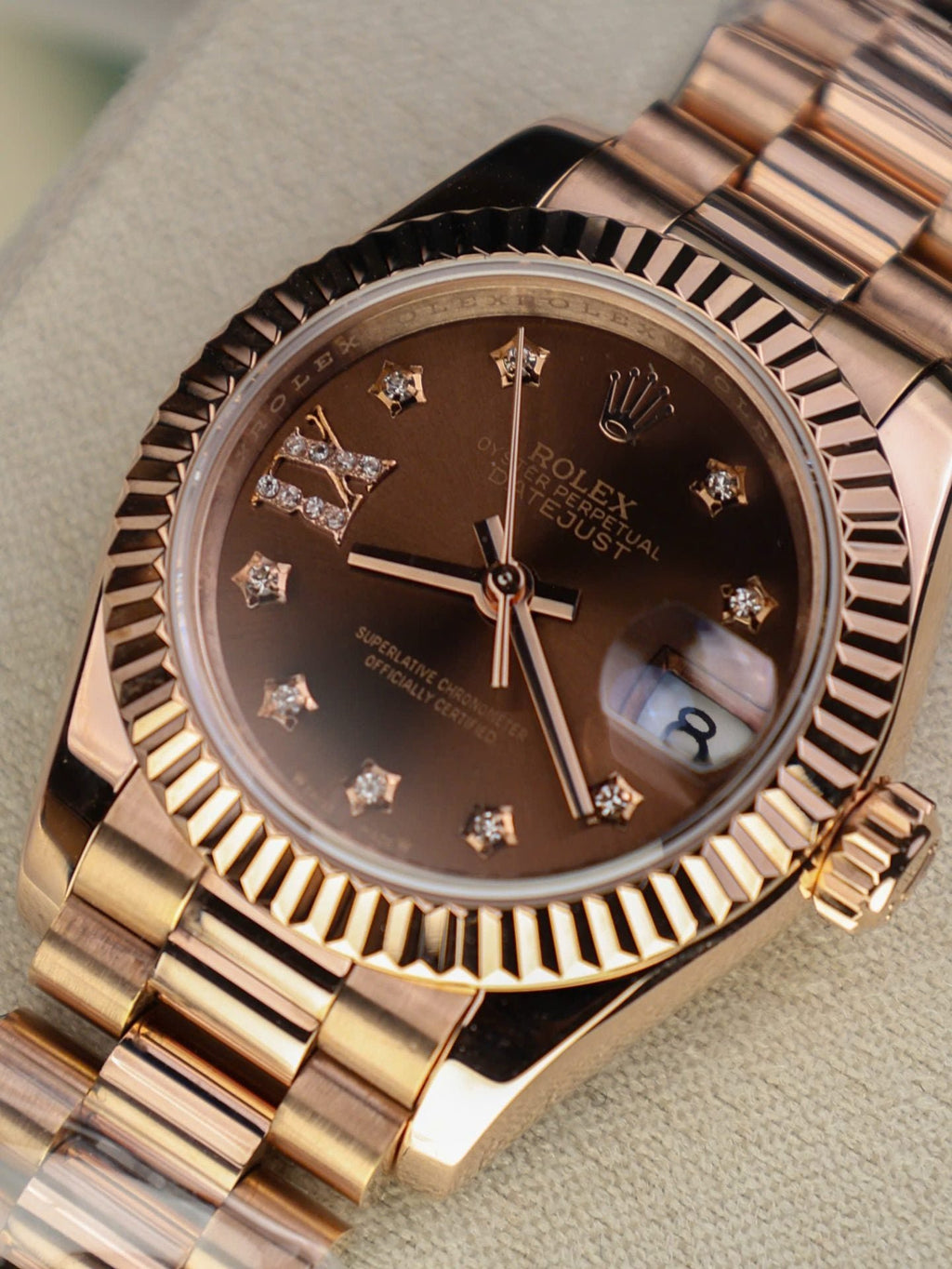 Rolex DateJust Women Watch Gold Wrapped Chocolate Dial 28mm