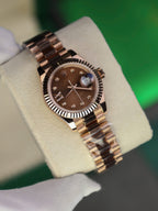 Rolex DateJust Women Watch Gold Wrapped Chocolate Dial 28mm