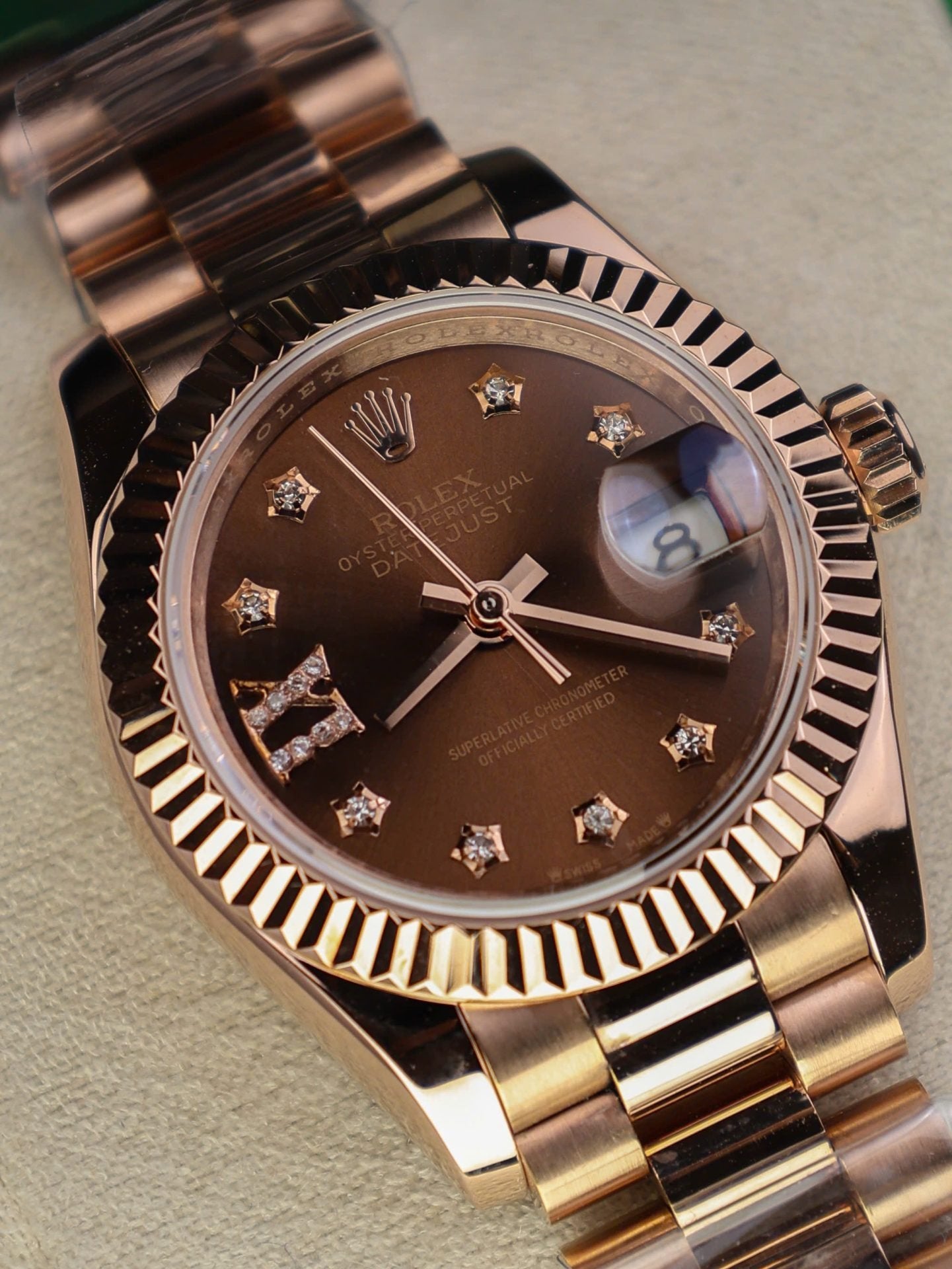 Rolex DateJust Women Watch Gold Wrapped Chocolate Dial 28mm