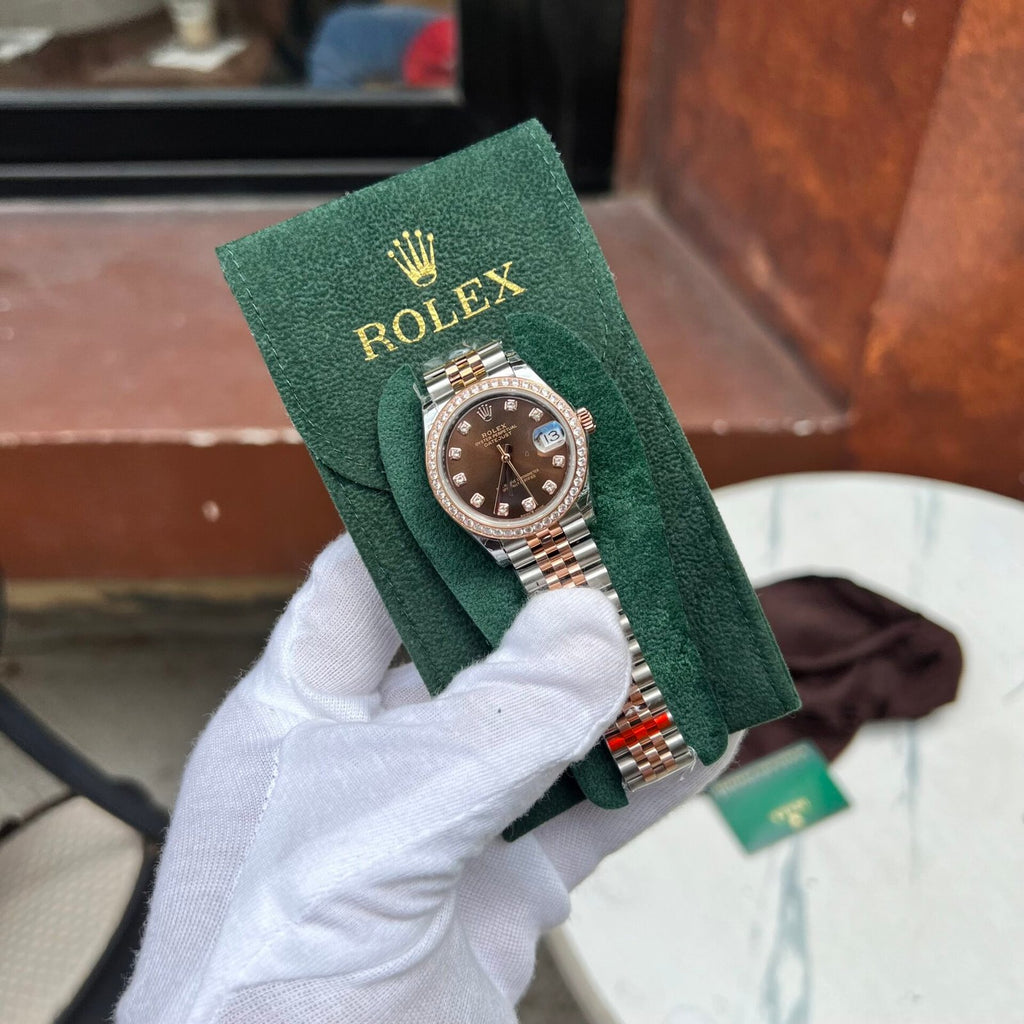 Rolex DateJust Women’s Watch Chocolate Dial Diamond Bezel 31mm