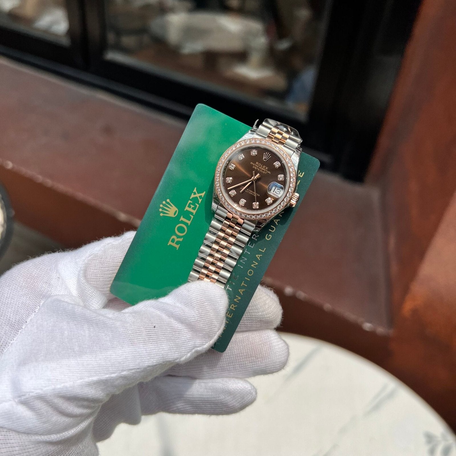 Rolex DateJust Women’s Watch Chocolate Dial Diamond Bezel 31mm